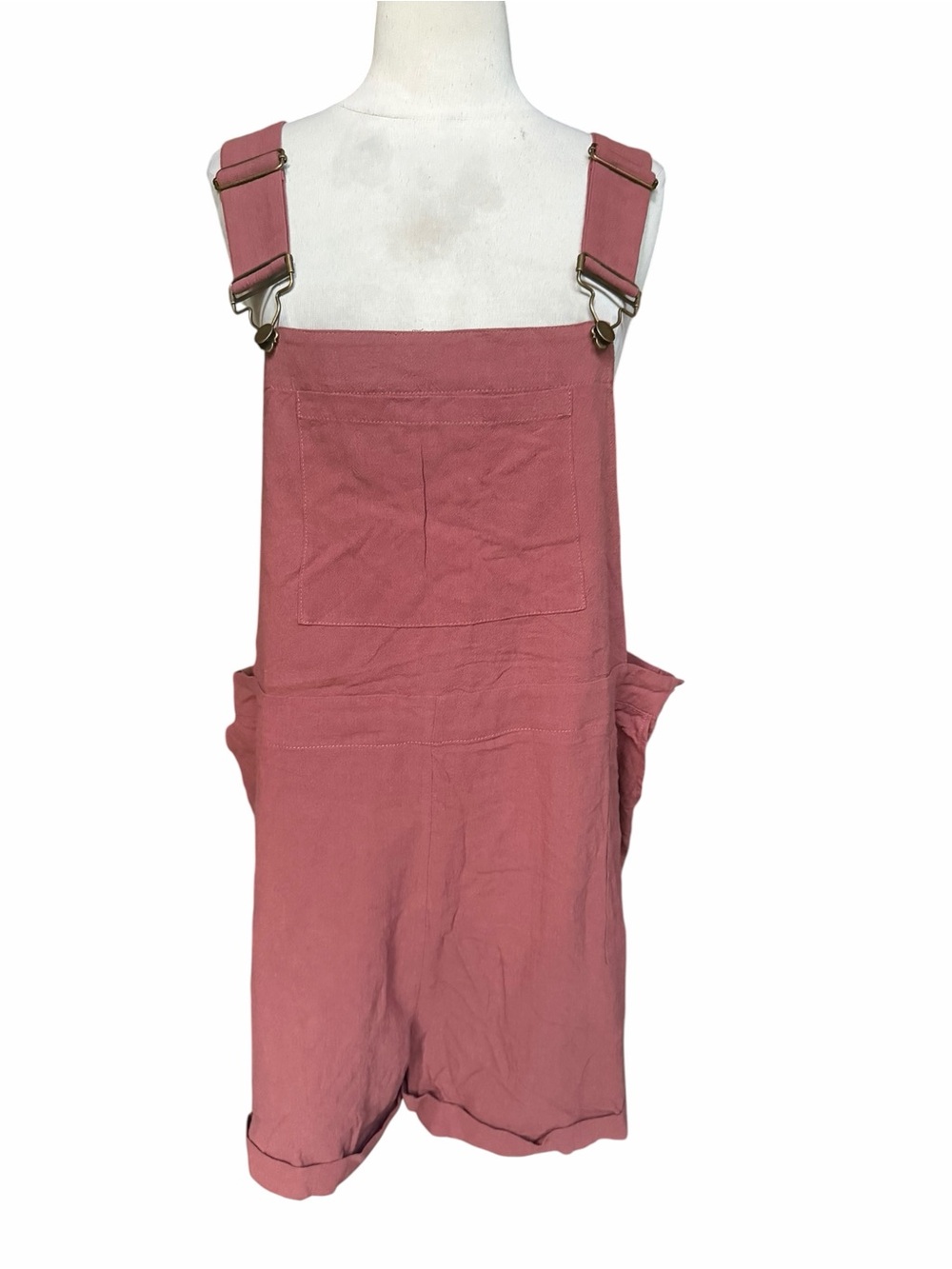 NWT‎ BloomChic 100% Cotton Dusty Pink Overall Pockets Folded Hem Romper